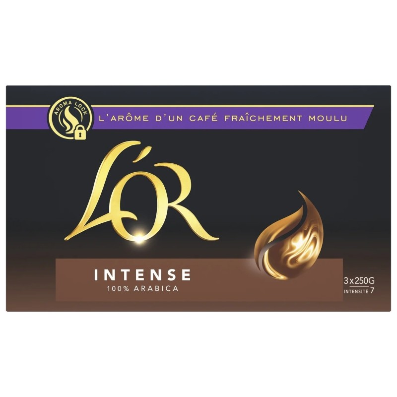 L'Or Intense Café Moulu 100% Arabica - Intensité 7 - 3x250g