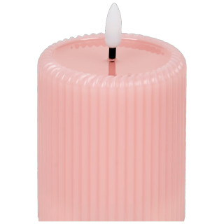 Bougie Led à Lumière Chaude - Relief Côtelé - Fonction Minuteur 6h/18h - Rose