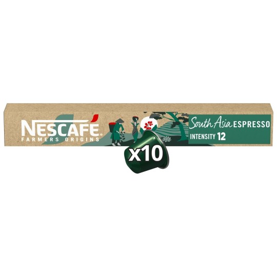 Nescafé Farmers Origins Capsules Café South Asia Espresso - Intensité 12 - Compatible Nespresso - Lot de 10
