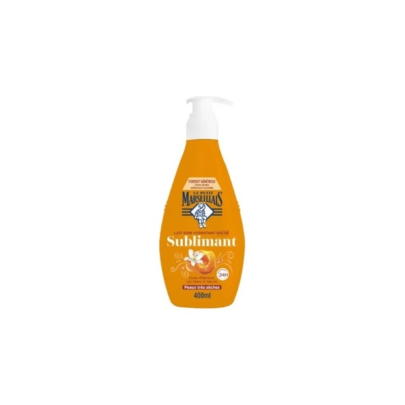 Le Petit Marseillais Lait Soin Corps Hydratant Nacré Sublimant - Huile d'Abricot et Lys Blanc - 400ml