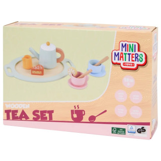 Mini Matters Service à Thé en Bois - Jouet d'Imitation - 11 Pièces - Multicolore