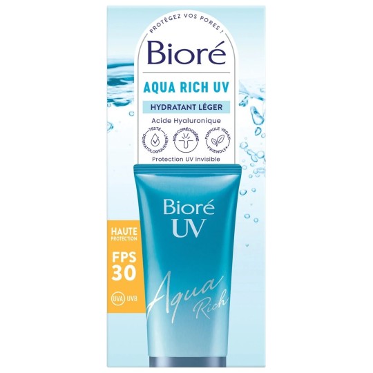 Biore Aqua Rich Uv Crème Visage Hydratante Légère Spf30 - Peau Normale - 50ml