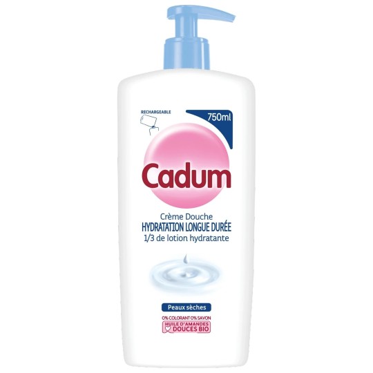 Cadum Hydratation Longue Durée Crème Douche - Huile Amande Douce Bio - 750ml