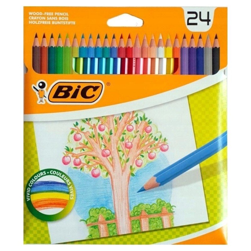 Bic Wood Crayons de Couleur - 24 Pièces