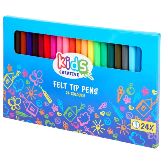 Kids Creative Feutres - 24 Couleurs - Pointe Fine - Dès 3 Ans