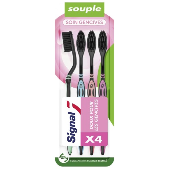Signal Soin Gencives Brosse à Dents Souple - Gencives Sensibles - Lot de 4