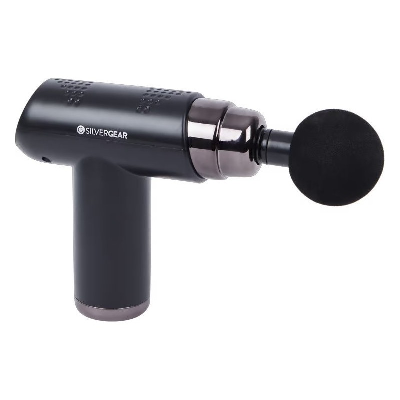 Silvergear Pistolet de Massage - 4 Embouts - 6 Vitesses - Noir