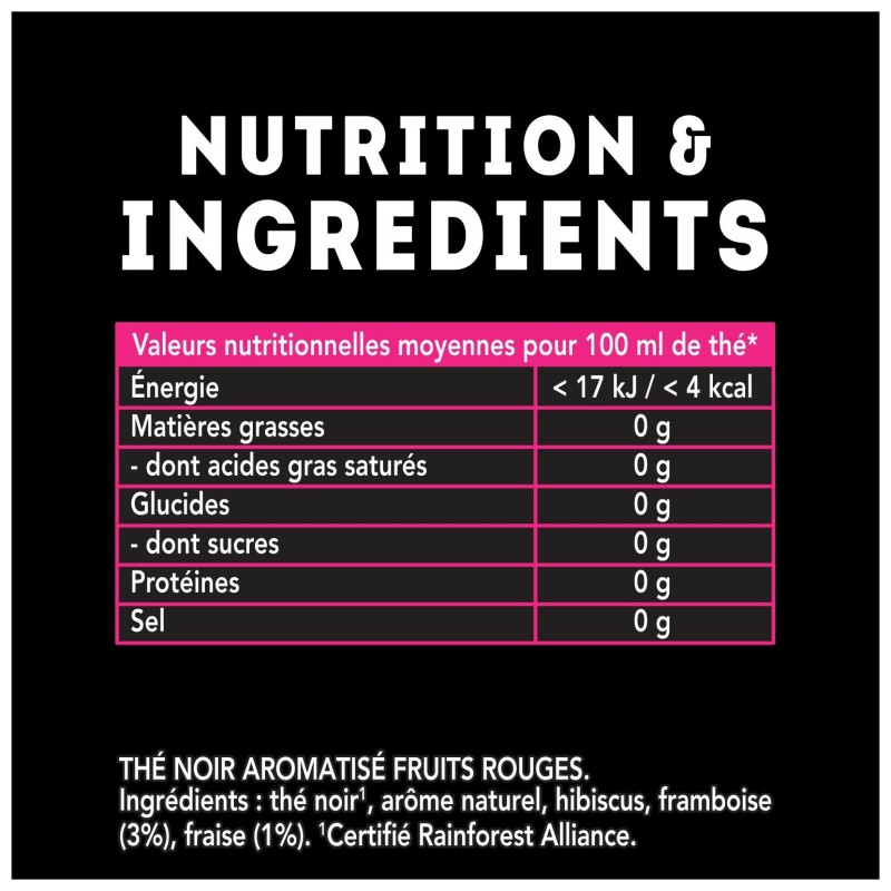Lipton Thé Noir Fruits Rouges - Fraise de France - 20 Sachets