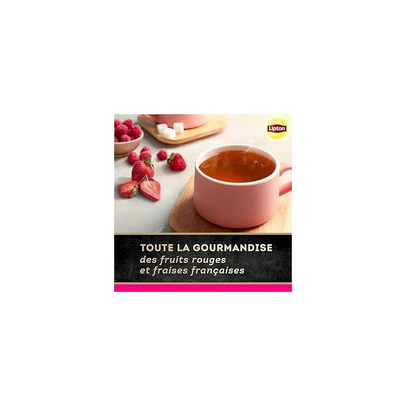 Lipton Thé Noir Fruits Rouges - Fraise de France - 20 Sachets