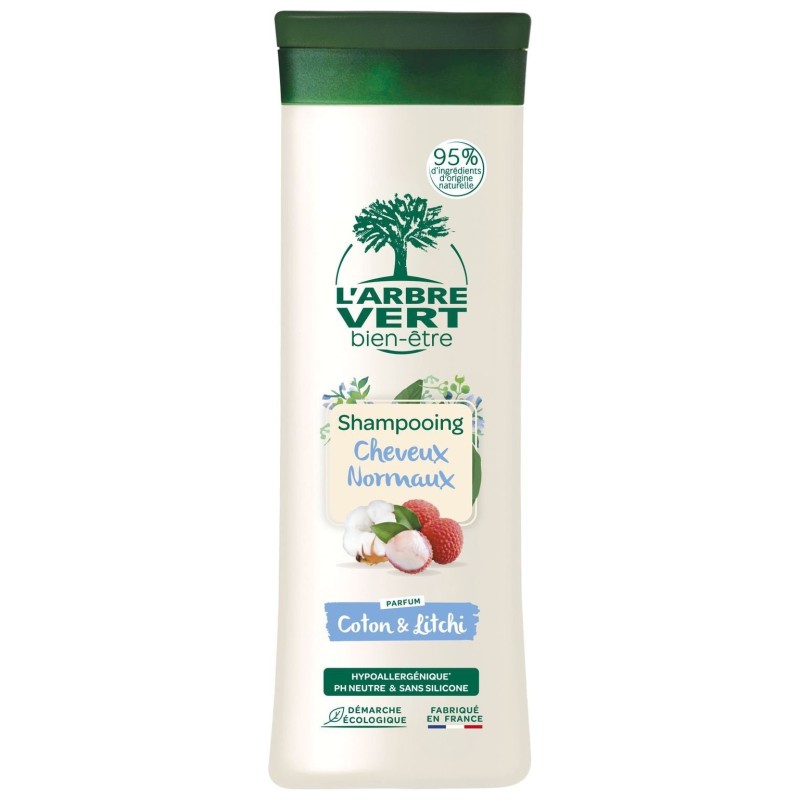 L'Arbre Vert Bien-Être Shampoing Hydratant Cheveux Normaux Fleurs de Coton et Litchi - 250ml