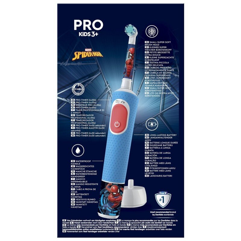 Oral-B Pro Kids Brosse à Dents Électrique Enfant 3 Ans+ Spider-Man X1