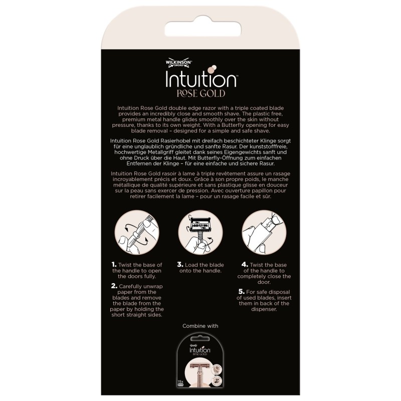 Wilkinson Intuition Rasoir Double Tranchant pour Femme - Rose Gold - 10 Lames