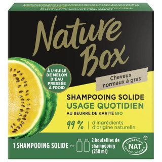 Nature Box Shampooing Solide au Beurre de Karité Bio - Cheveux Normaux à Gras - 85g