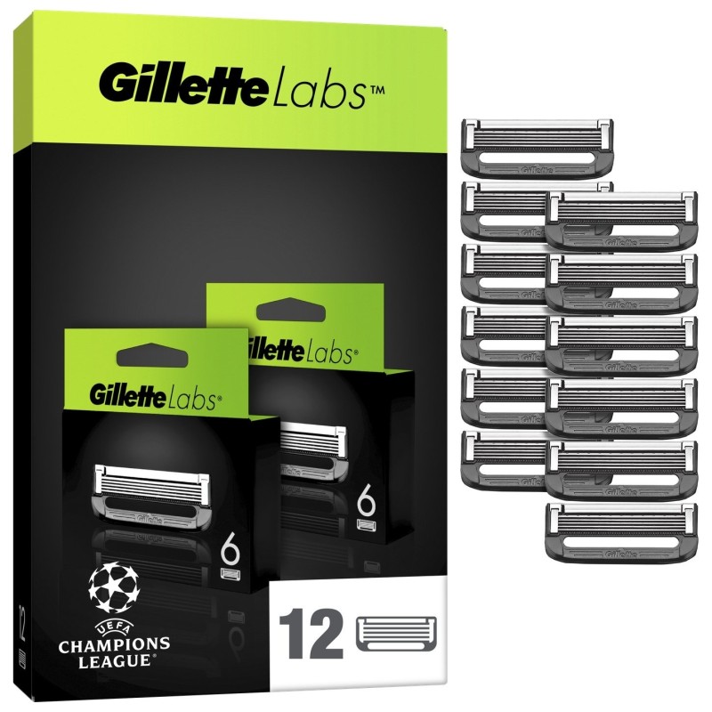 Gillette Labs Lames de Rasoir pour Homme - Pack de 12 Recharges