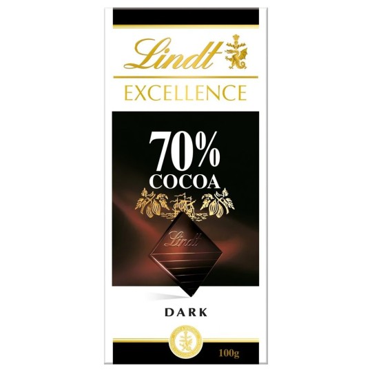 Lindt Excellence Tablette de Chocolat Noir Intense - 70% Cacao - 100g