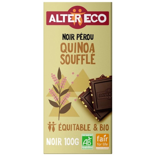 Alter Eco Chocolat Noir Quinoa Soufflé Bio - 60% Cacao - 100g