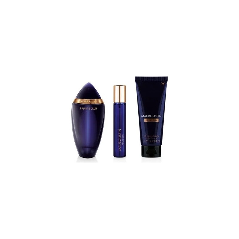 Mauboussin Private Club Coffret Cadeau - Eau de Parfum 100ml - Gel Douche 75ml - EDP Voyage 20ml - Sac Bandoulière
