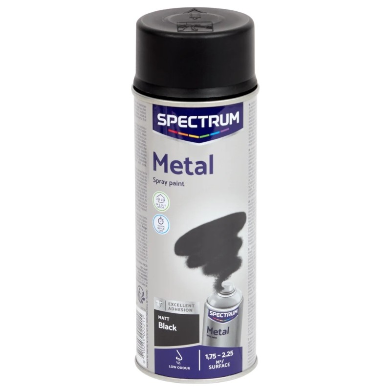 Spectrum Peinture Aérosol pour Métal - Noir Mat - 400ml