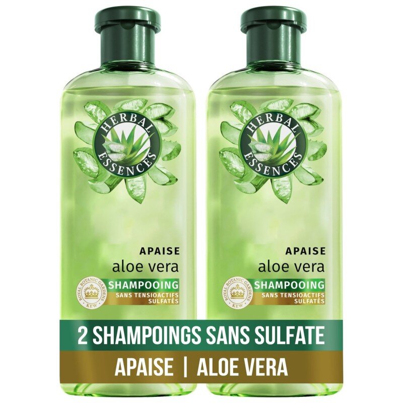 Herbal Essences Apaise Shampoing Hydratant Aloe Vera Sans Sulfate - Cheveux Secs - 2x250ml