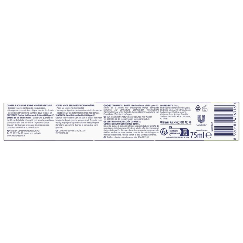 Signal Integral 8 Complet Dentifrice Effet Prébiotique - 75ml