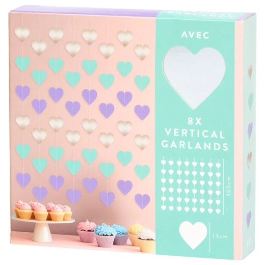 Avec Creative Guirlandes de Cœurs - 165cm - Multicolor - 8 Pièces