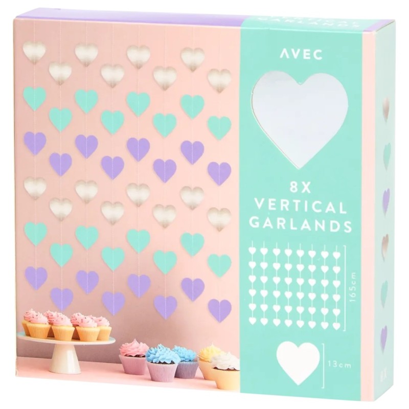 Avec Creative Guirlandes de Cœurs - 165cm - Multicolor - 8 Pièces