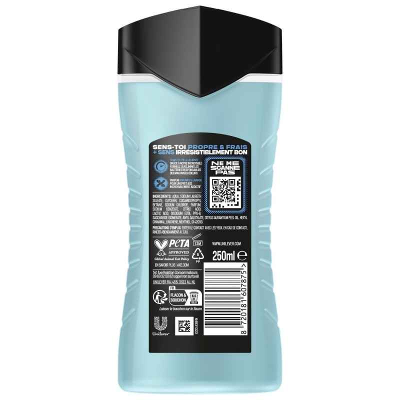 Axe Re-Load Gel Douche 5-en-1 Homme - Fraîcheur et Parfum 24h - 250ml