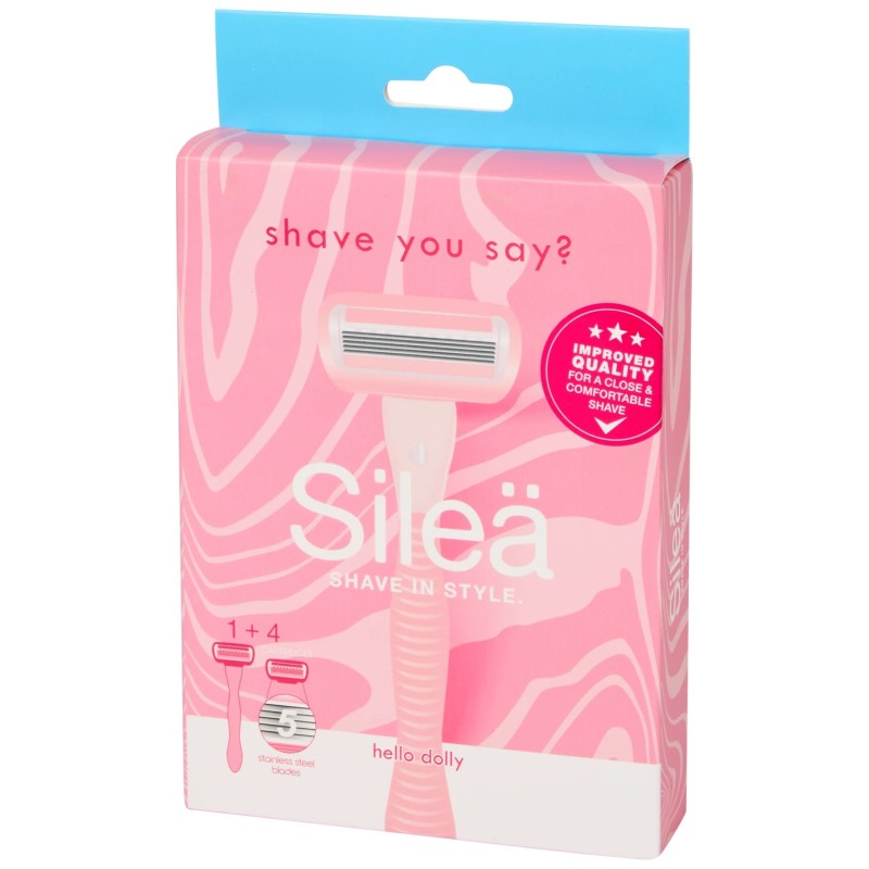 Silea Rasoir Femme avec Têtes de Rechange - 1 Rasoir + 4 Têtes - 5 Lames - Orange