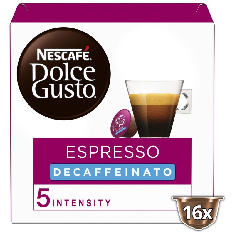 Nescafe Dolce Gusto Capsules Café Espresso Décaféiné Intensité 5 - X16