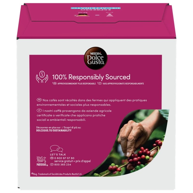 Nescafe Dolce Gusto Capsules Café Espresso Décaféiné Intensité 5 - X16