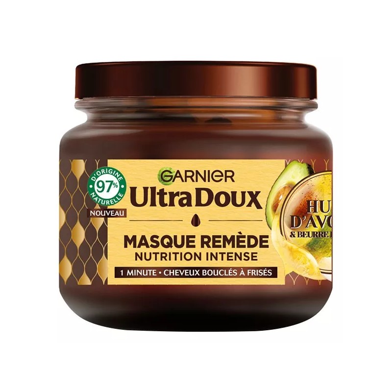 Garnier Ultra Doux Masque Cheveux Remède Nutrition Intense - Cheveux Très Secs ou Frisés - 340ml
