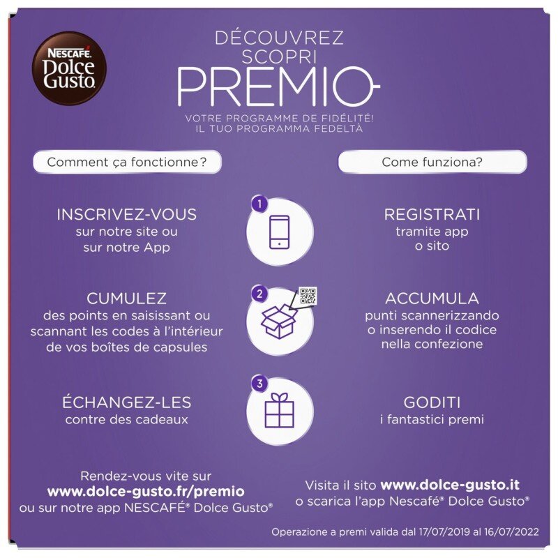 Nescafé Dolce Gusto Capsules Café Lungo Décaféiné Intensité 6 - Lot de 16 Capsules