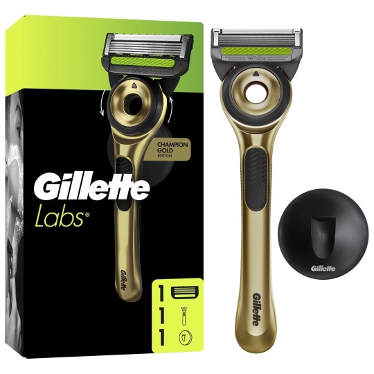 Gillette Labs Rasoir avec Barre Exfoliante pour Homme - Édition Champion Gold