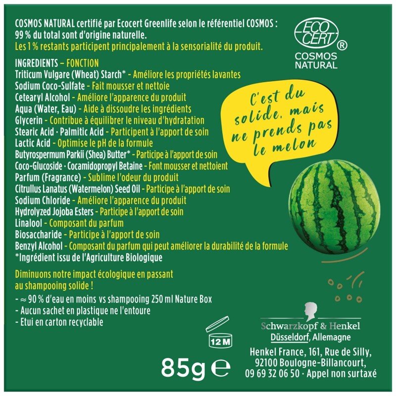 Nature Box Shampooing Solide au Beurre de Karité Bio - Cheveux Normaux à Gras - 85g