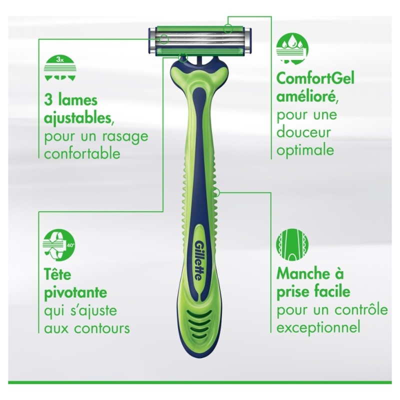 Gillette Blue 3 Sensitive Rasoir Jetable Homme X8