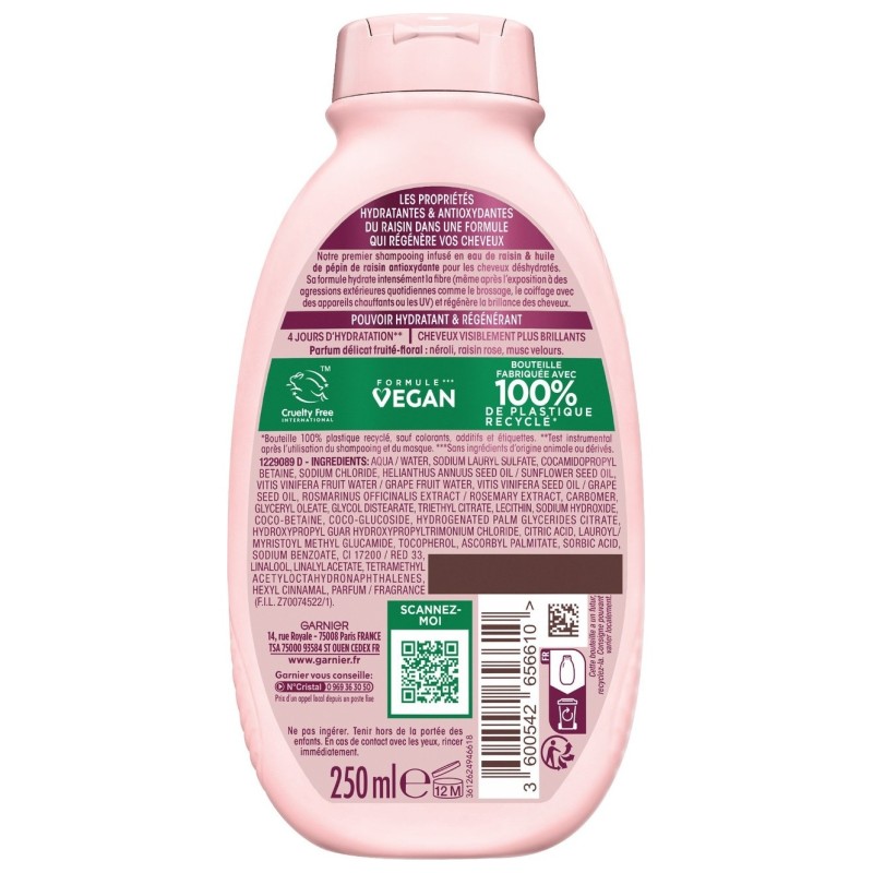 Ultra Doux Vignes Merveilleuses Shampooing Hydratant Regénérant - Cheveux Très Secs - 250ml