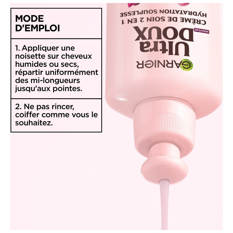 Garnier Ultra Doux Vignes Merveilleuses Crème de Soin 2 en 1 Hydratation Souplesse Cheveux - 200ml