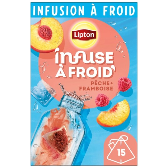 Lipton Infuse à Froid Infusion - Pêche Framboise - 15 Sachets