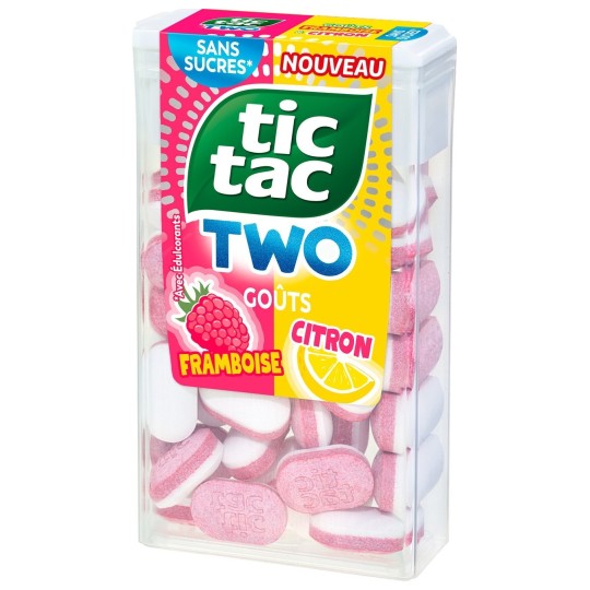 Tic Tac Two Bonbons Pastilles Sans Sucre - Framboise Citron - 38.5g