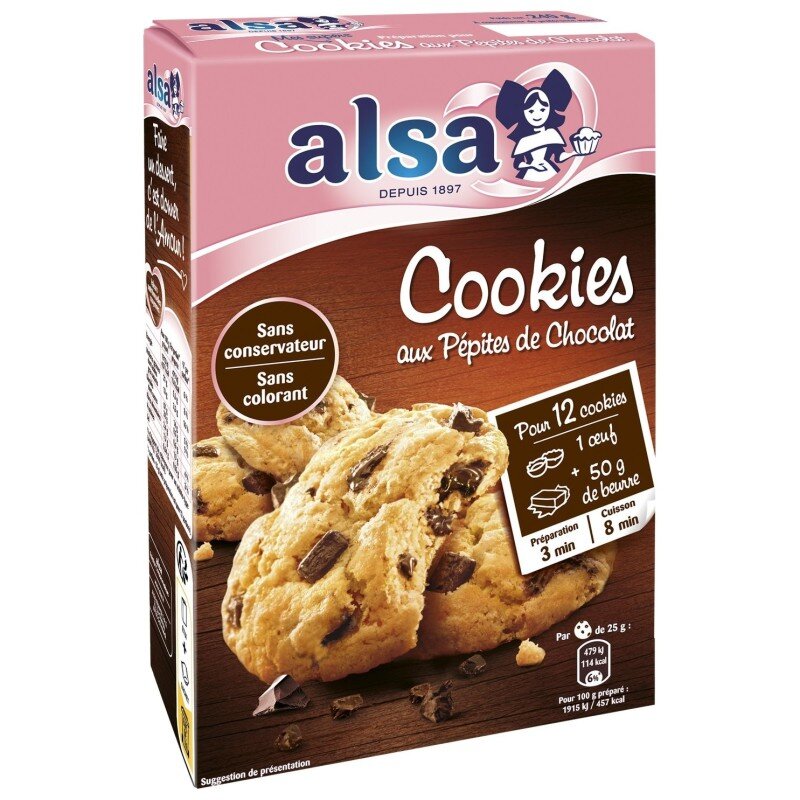 Alsa Préparation pour Cookies aux Pépites de Chocolat - 240g