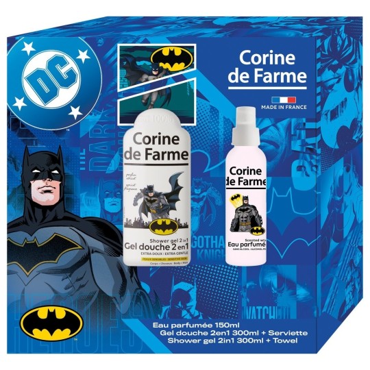 Corine de Farme Coffret Batman Gel Douche 2en1 Corps et Cheveux + Eau Parfumée + Serviette