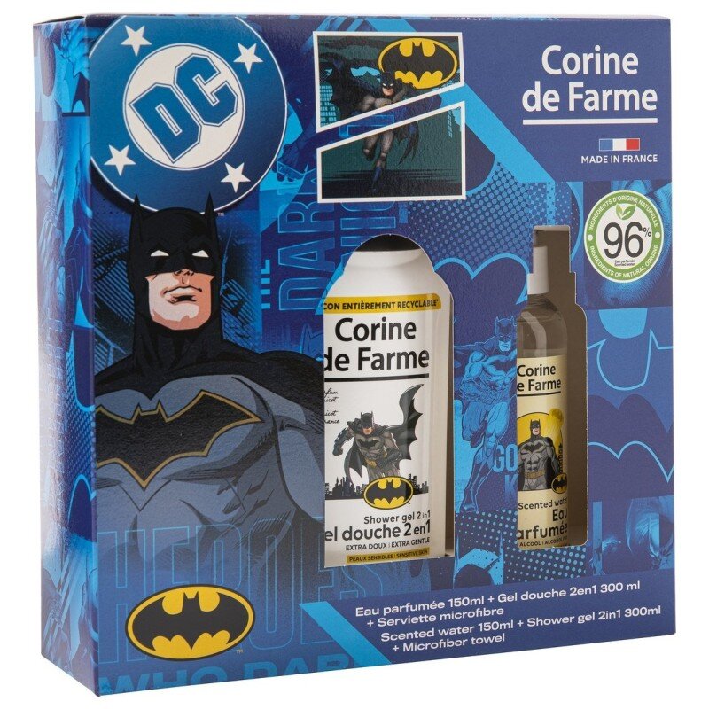 Corine de Farme Coffret Batman Gel Douche 2en1 Corps et Cheveux + Eau Parfumée + Serviette