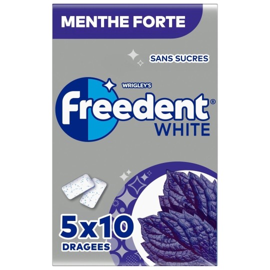 Freedent White Sugar-Free Chewing Gum Strong Mint - 5x10 Pellets - 70g
