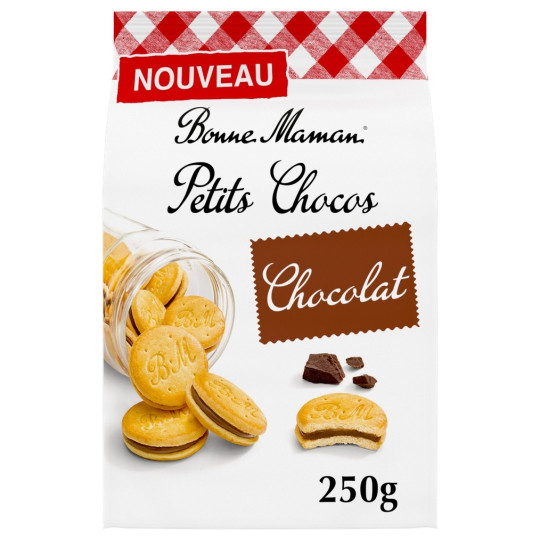 Bonne Maman Biscuits Petits Chocos Fourrés Chocolat - Paquet de 25 - 250g
