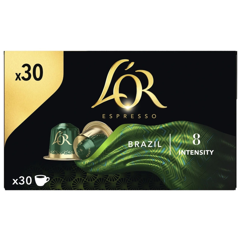 L'Or Café Capsules Brésil Intensité 8 Compatibles Nespresso® - Lot de 30