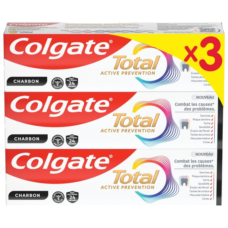 Colgate Active Prevention معجون أسنان بالفحم - 3x75 مل