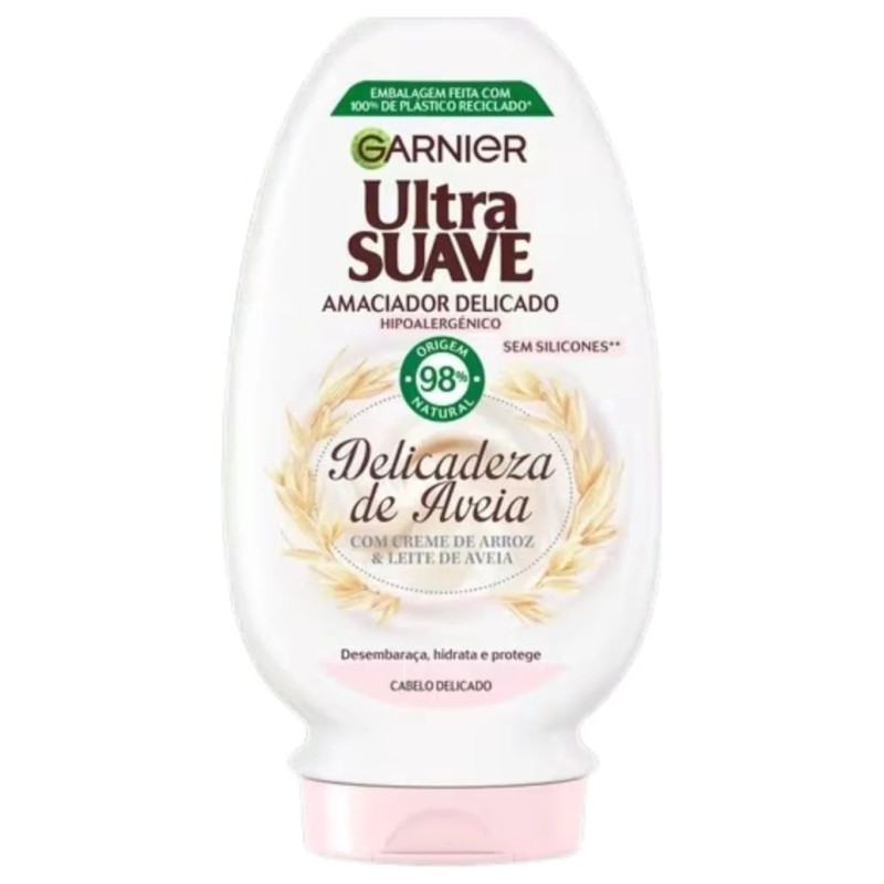 Garnier Ultra Doux Après-Shampoing Apaisant Démêlant - Cheveux Délicats - Crème de Riz et Lait d'Avoine - 250ml