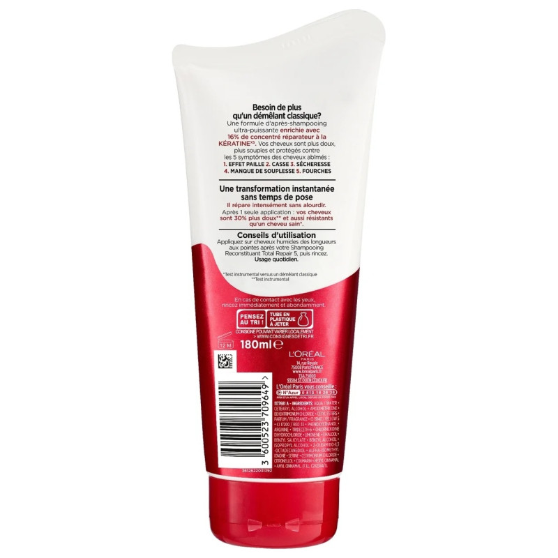 L'Oréal Paris Elseve Total Repair 5 Après-Shampoing Réparateur - Cheveux Abîmés - 180ml