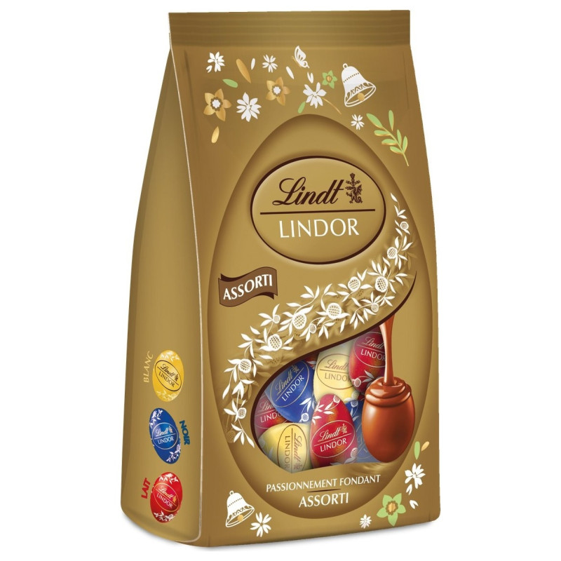 Lindt Lindor Œufs Chocolat Fourrés - Lait, Noir et Blanc - 180g