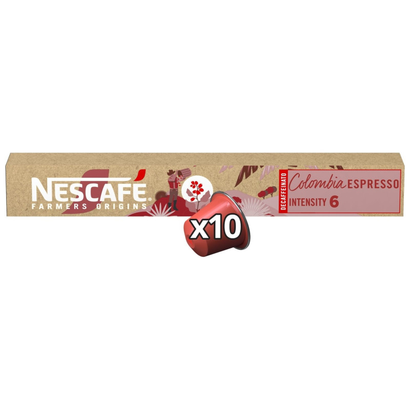 Nescafé Farmers Origins Colombia Capsules Café Espresso Décaféiné - Intensité 6 - X10 Capsules